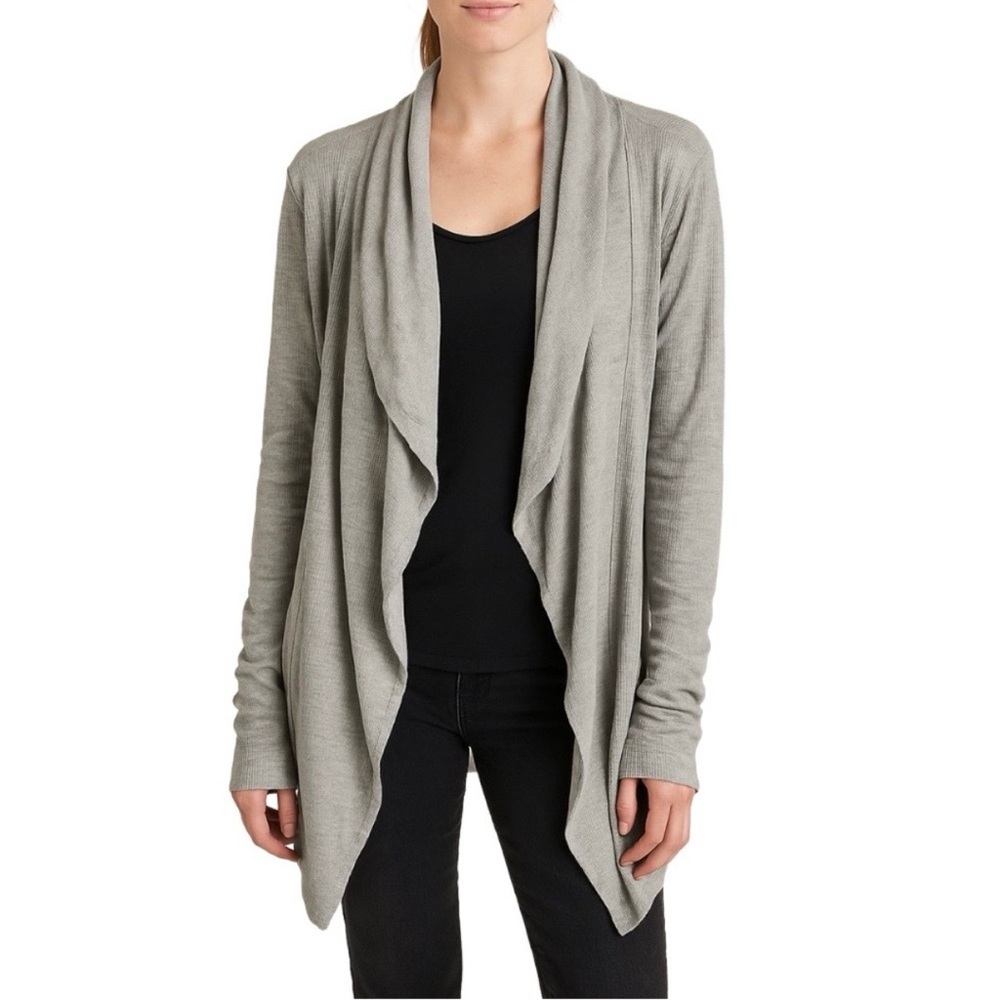 Gray Waterfall Cardigan – Small – Pink Lotus Thermal Knit Yoga Wrap